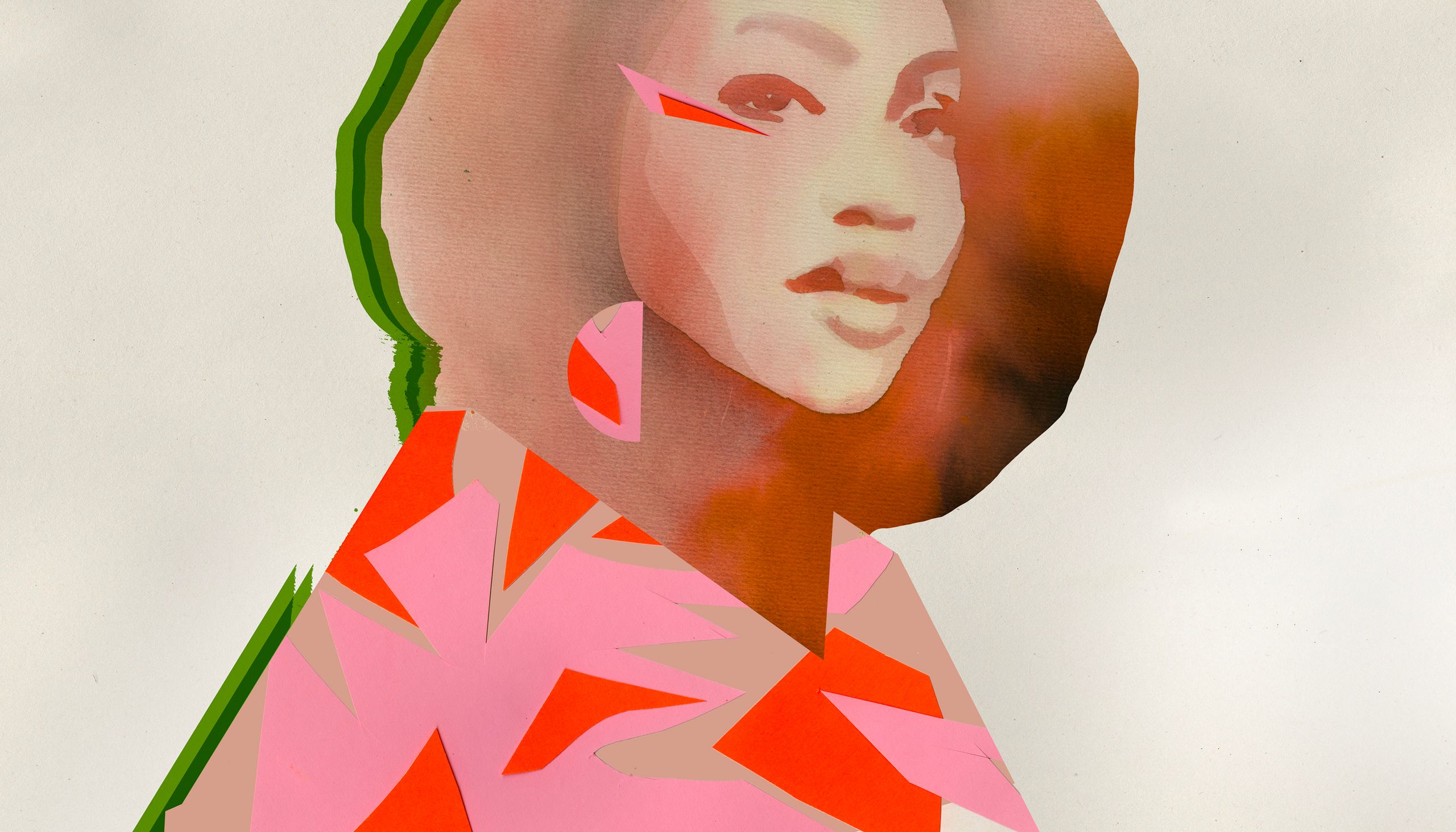 Illustration of woman with colorful shapes