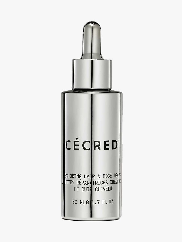 Cécred Restoring Hair & Edge Drops silver dropper bottle on light gray background