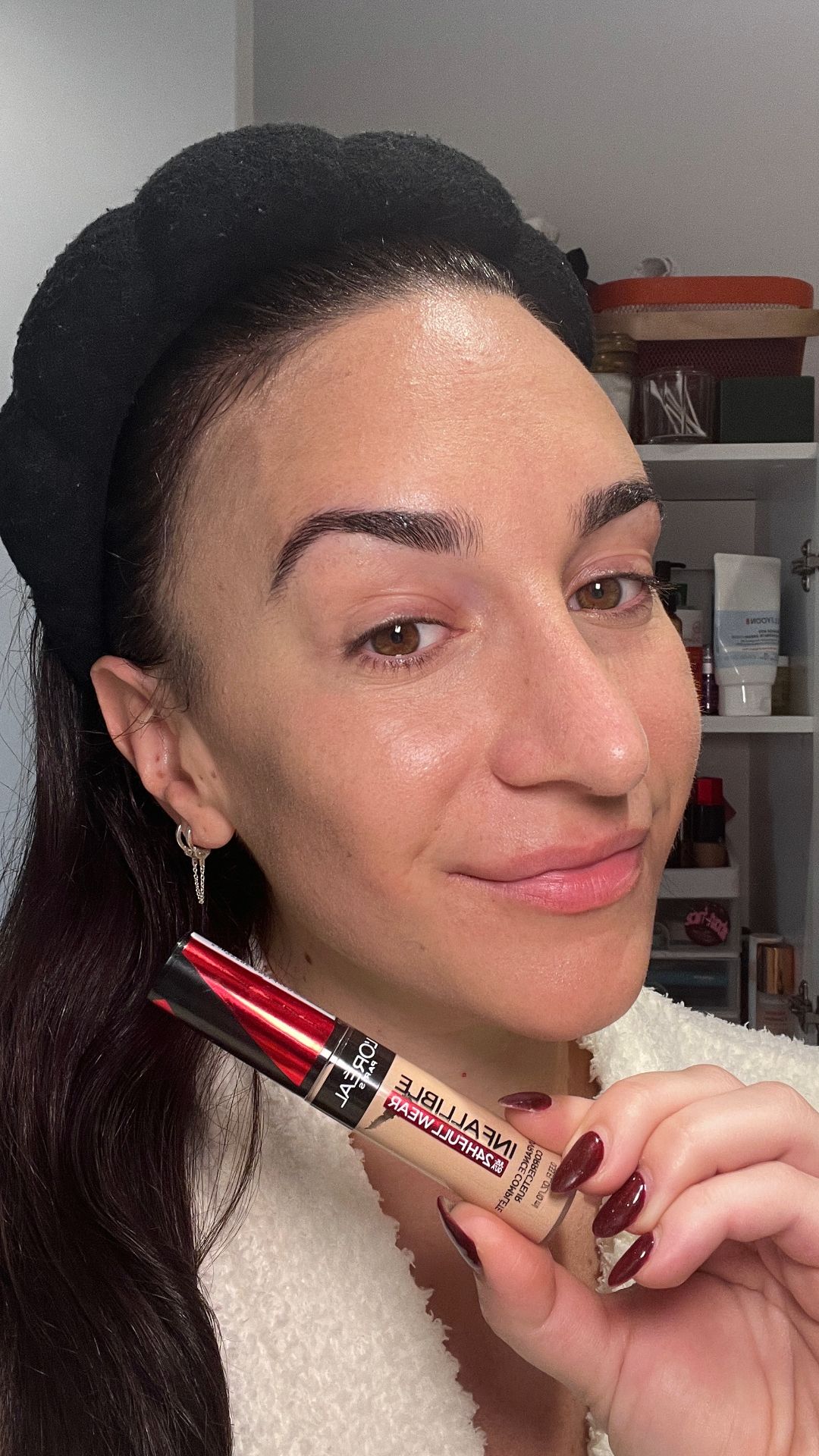 Allure commerce writer Lily Wohlner after applying the LOreal Paris Infallible Full Wear Waterproof Concealer