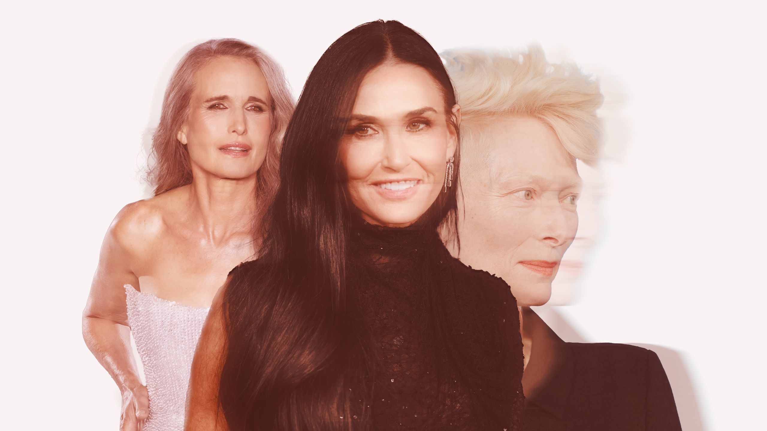 Image may contain Tilda Swinton Demi Moore Andie MacDowell Face Happy Head Person Smile Photography and Portrait