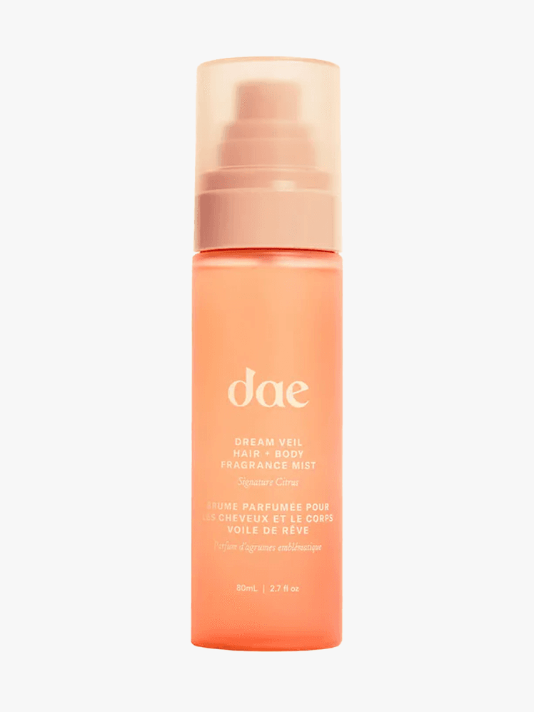 Dae Dream Veil Hair  Body Fragrance Mist in branded component on a light gray background