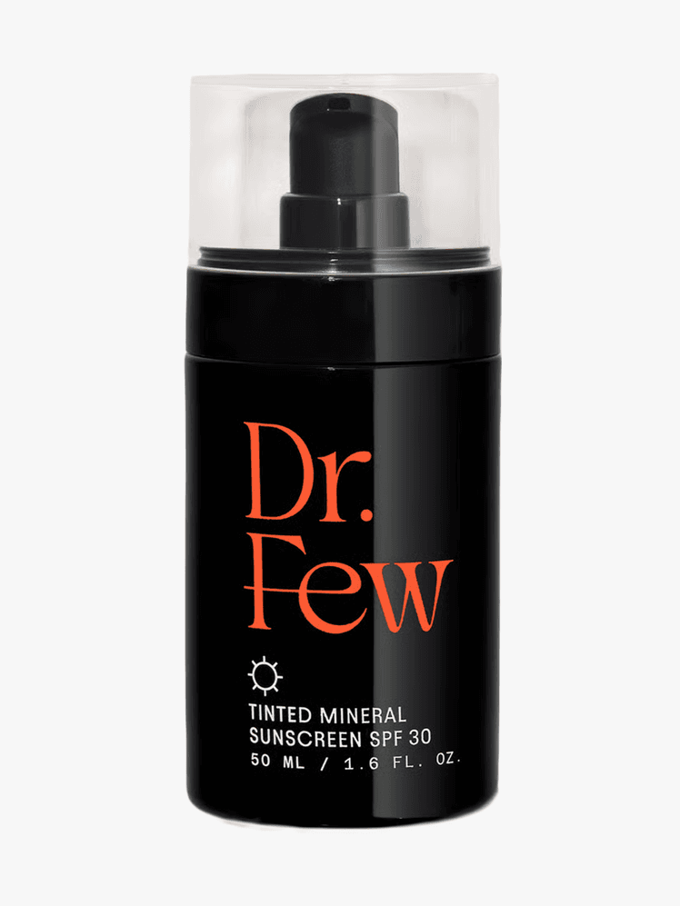 Dr. Few Tinted Mineral Sunscreen SPF 30 1.6 oz in branded component on a light gray background