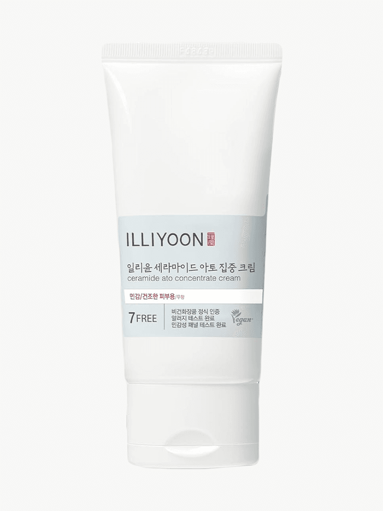 Illiyoon Ceramide Ato Concentrate Cream in branded tube component on a light gray background