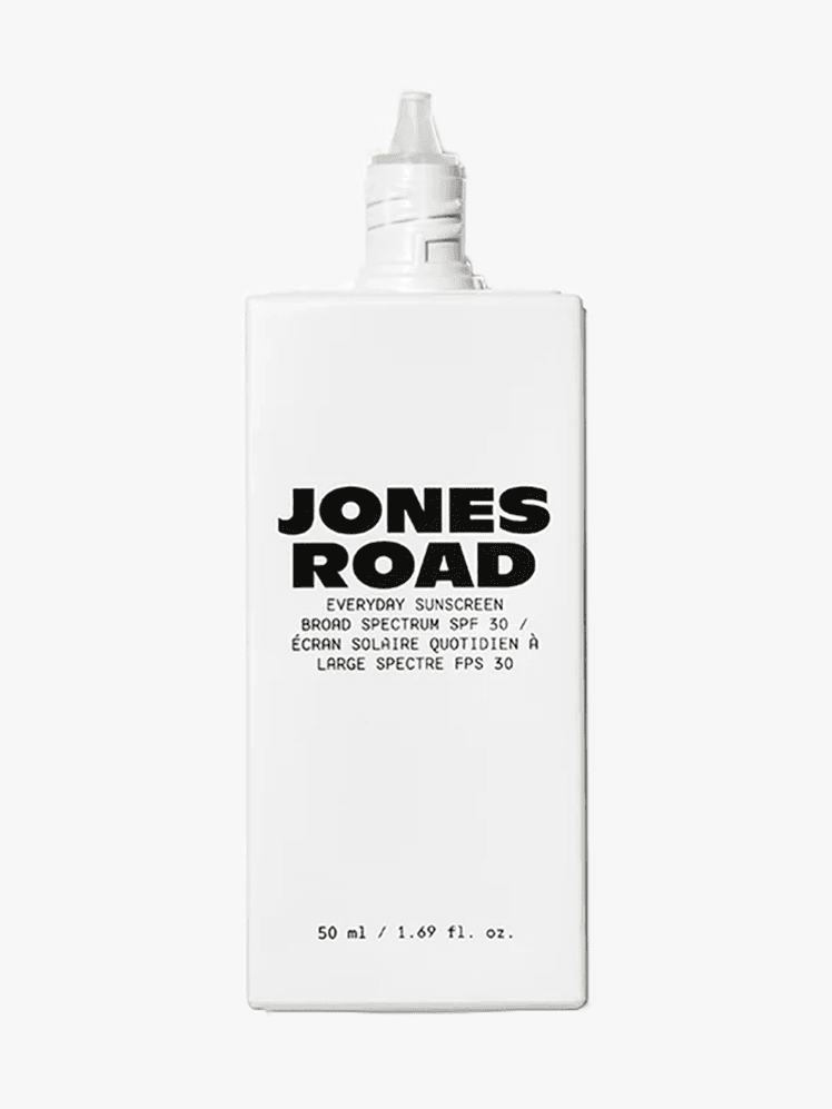 Jones Road Everyday Tinted Sunscreen SPF 30 in branded component on a light gray background