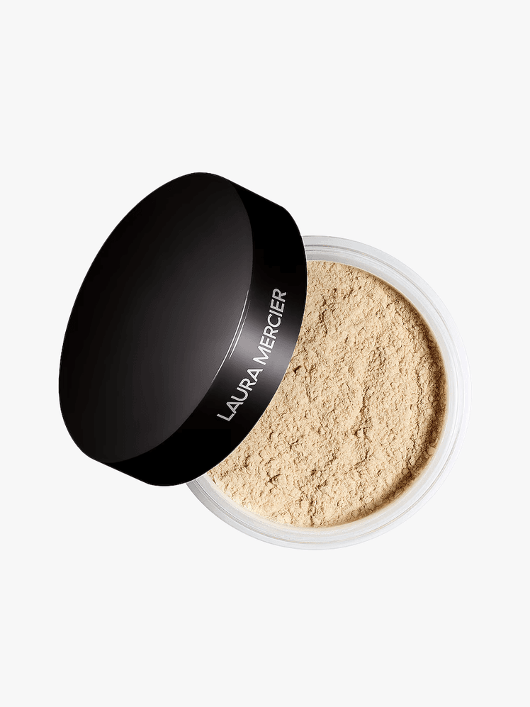 Laura Mercier Translucent Loose Setting Powder in branded component on a light gray background