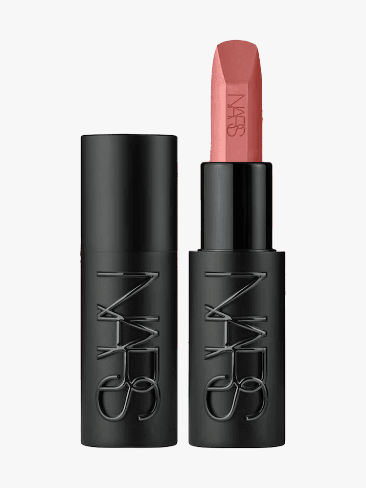 Nars Explicit Refillable Satin Lipstick in branded component on a light gray background
