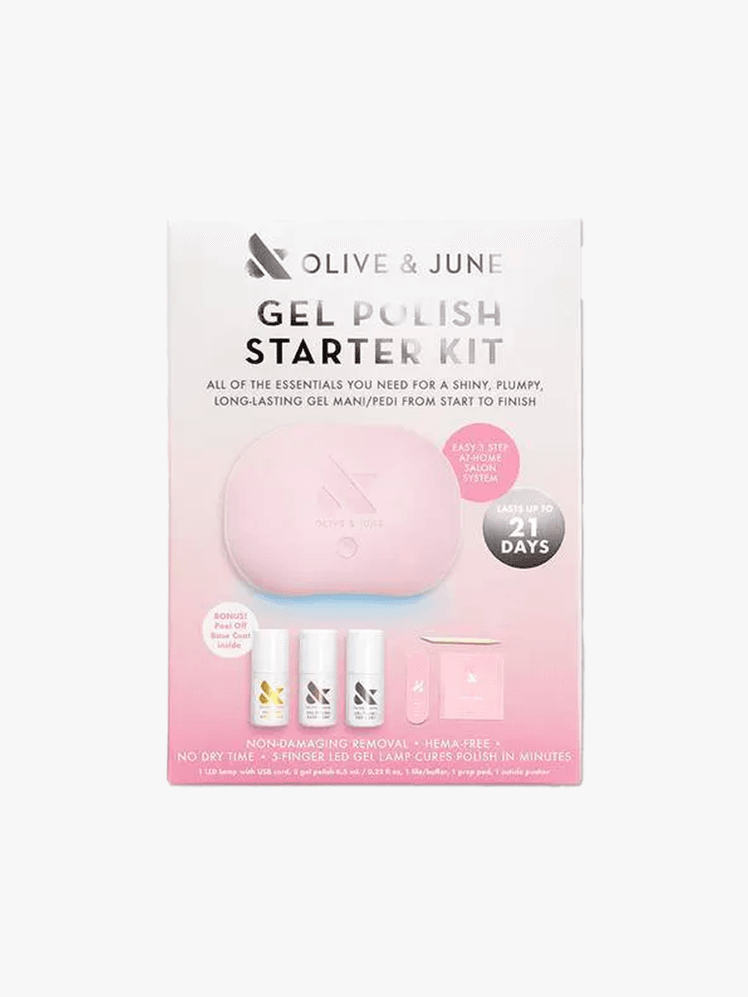 Olive  June Nail Gel Starter Kit in branded component on a light gray background
