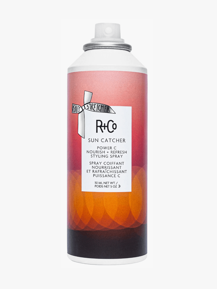 RCo x Ashley Streicher SUN CATCHER Power C Nourish  Refresh Styling Spray in branded component on a light gray background