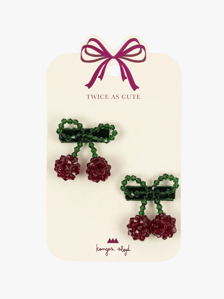 Konges Sløjd Cherry Hair Clips on a grey background