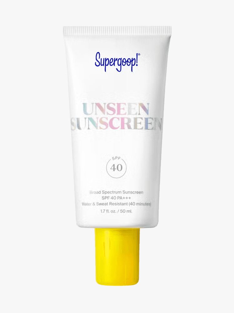 Supergoop Unseen Sunscreen SPF 40 in branded component on a light gray background